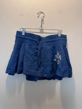 Abercrombie & Fitch Navy Blue Mini Skirt with Embroidered Floral Detail